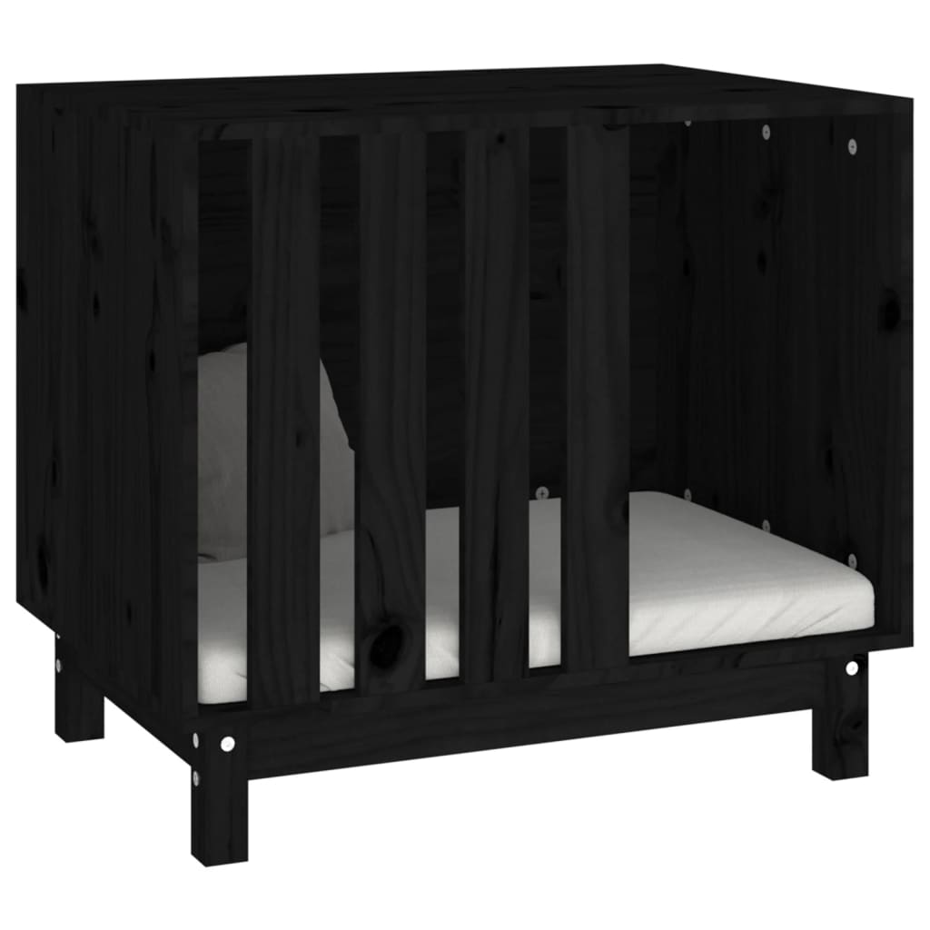Dog kennel black 70x50x62 cm solid pine wood