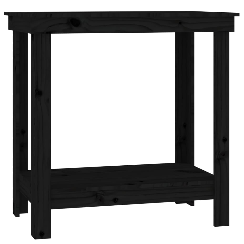 Workbench black 80x50x80 cm solid pine wood