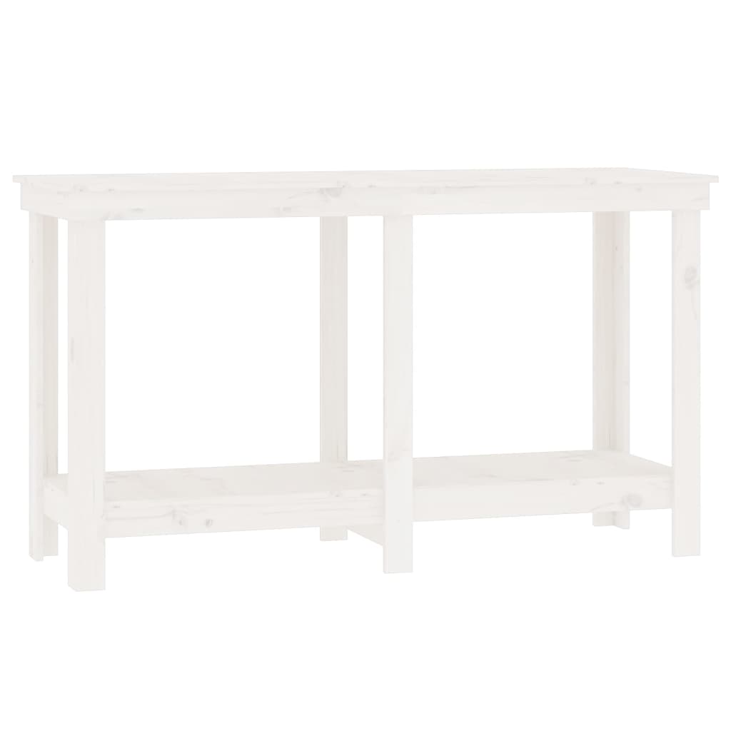 Workbench white 140x50x80 cm solid pine wood