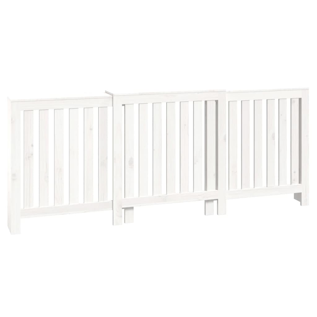 Radiator cover white 210x21x85 cm solid pine wood
