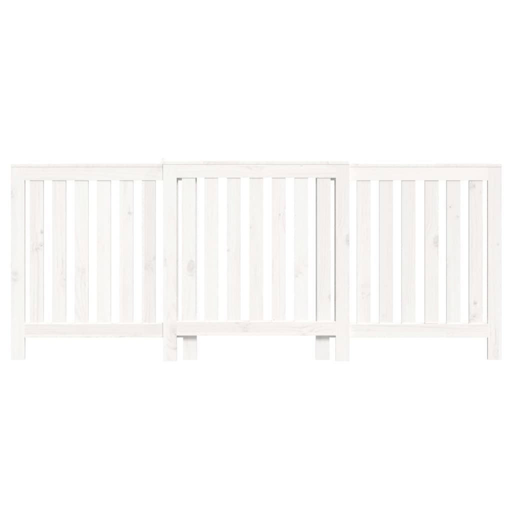 Radiator cover white 210x21x85 cm solid pine wood