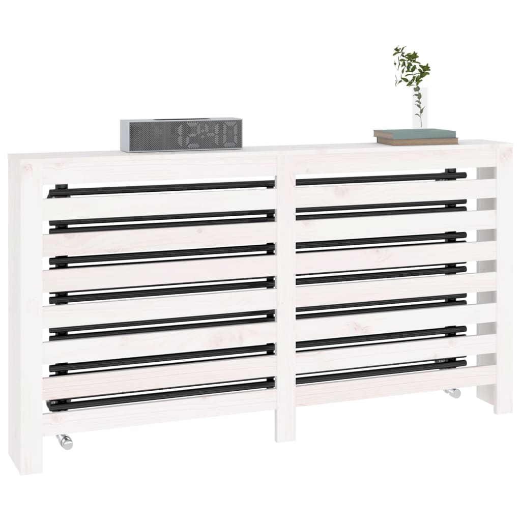 Radiator cover white 153x19x84 cm solid pine wood