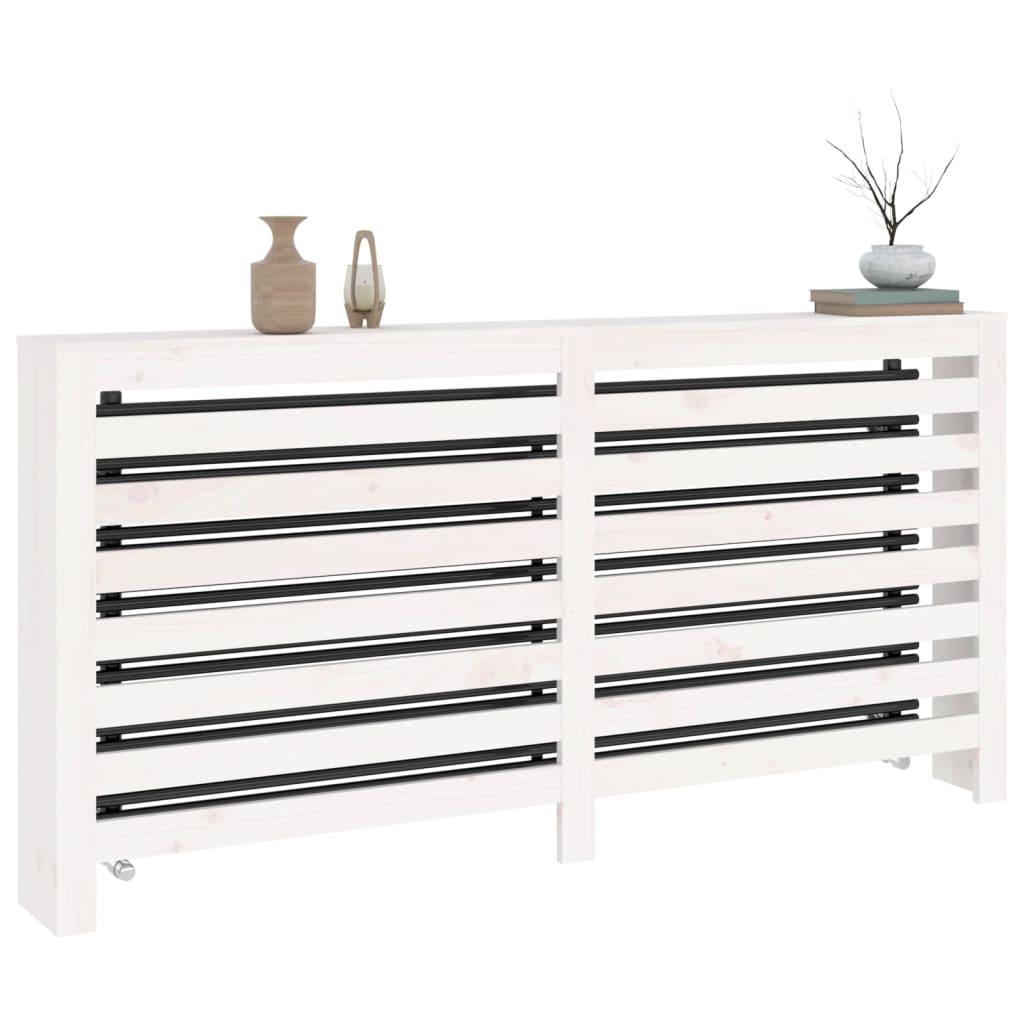 Radiator cover white 169x19x84 cm solid pine wood