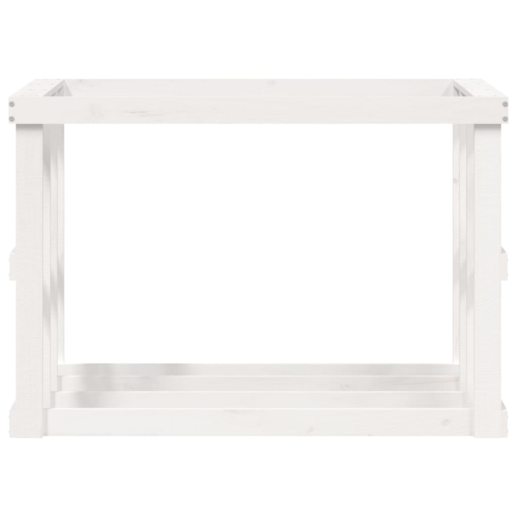 Outdoor firewood shelf white 108x52x74 cm solid pine wood