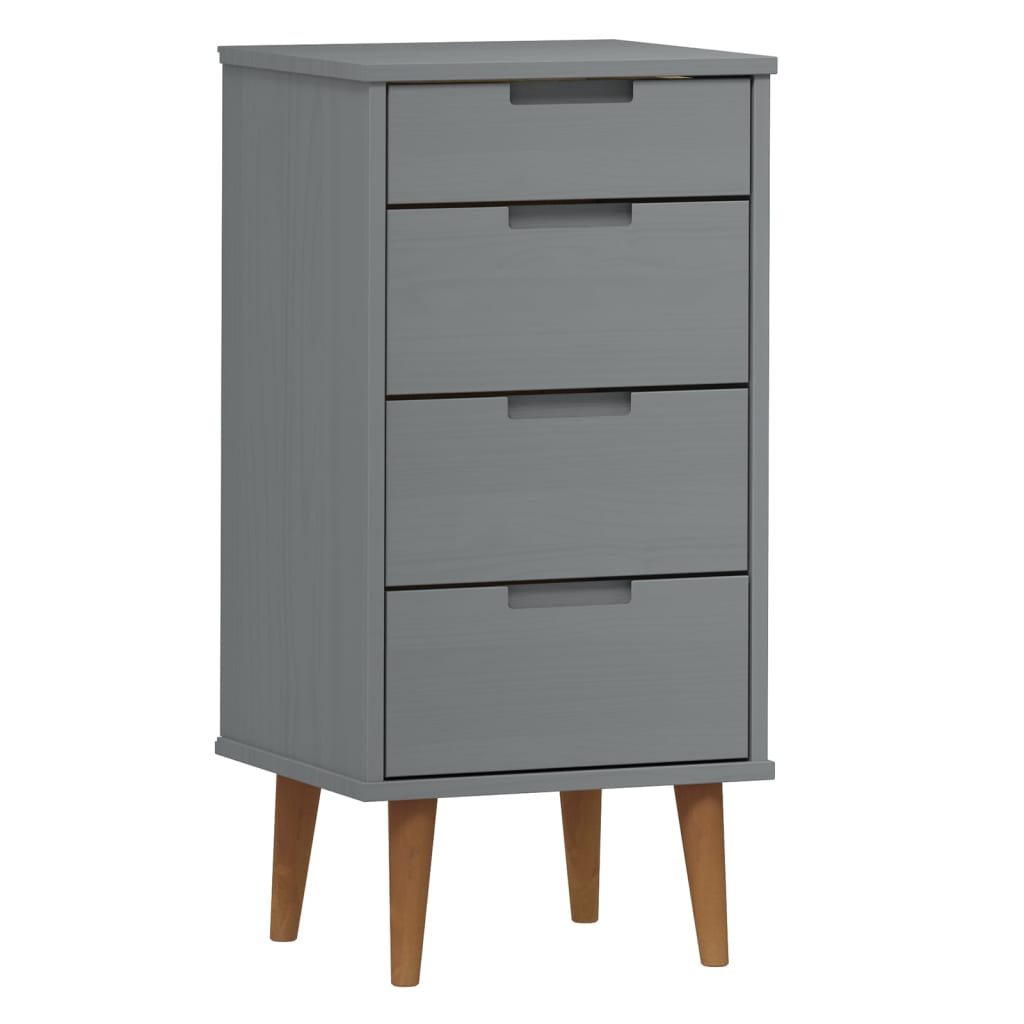 Schubladenschrank MOLDE Grau 40x35x82 cm Massivholz Kiefer