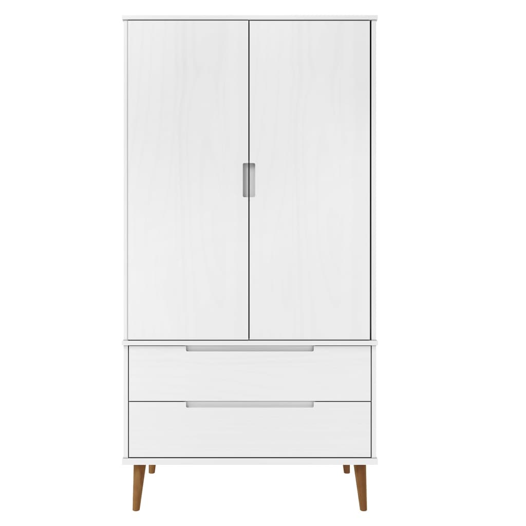 Wardrobe MOLDE white 90x55x175 cm solid pine wood