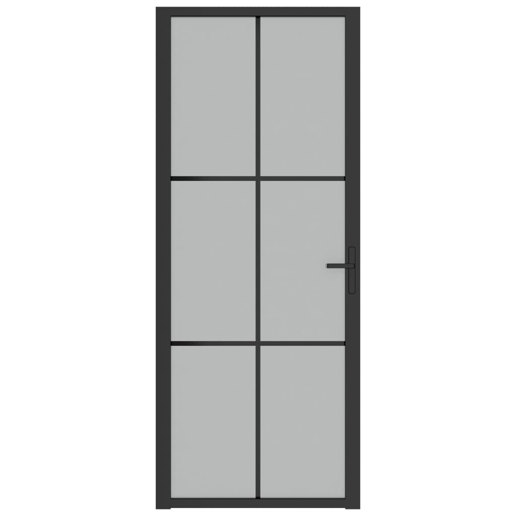 Interior door 83x201.5 cm black matt glass and aluminum