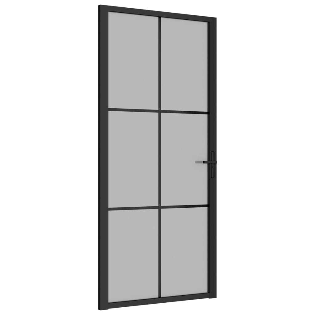 Interior door 93x201.5 cm black matt glass and aluminum