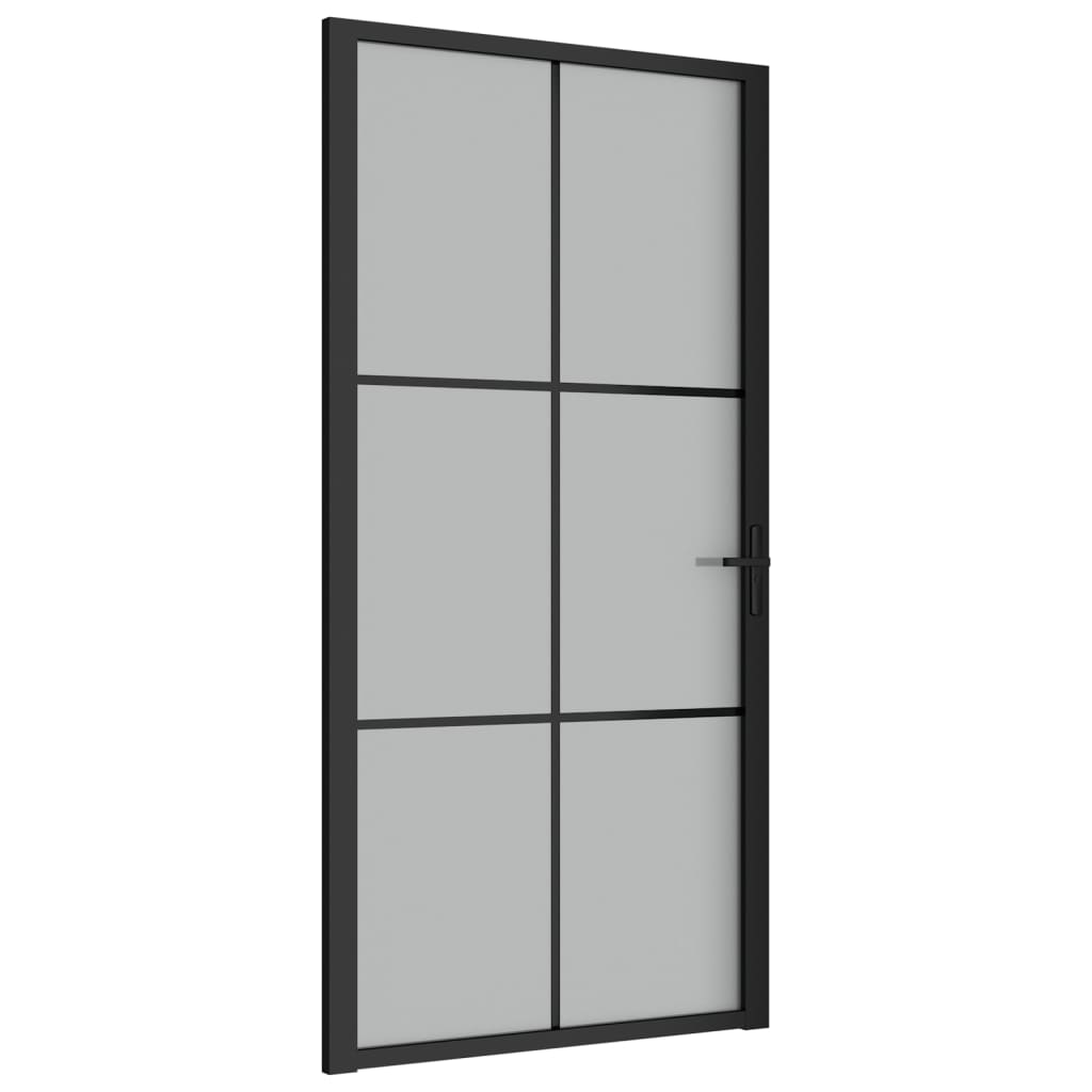 Interior door 102.5x201.5 cm black frosted glass and aluminum