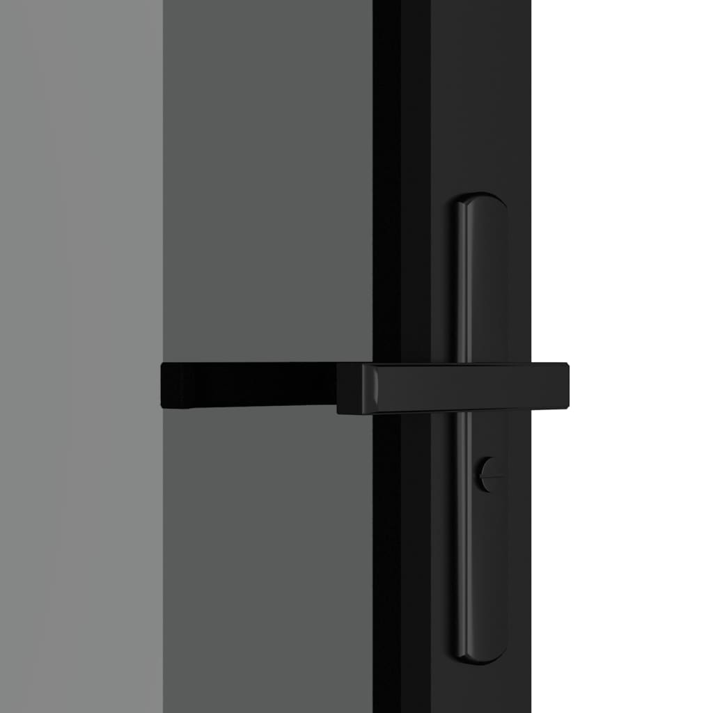 Interior door 83x201.5 cm black toughened glass and aluminum