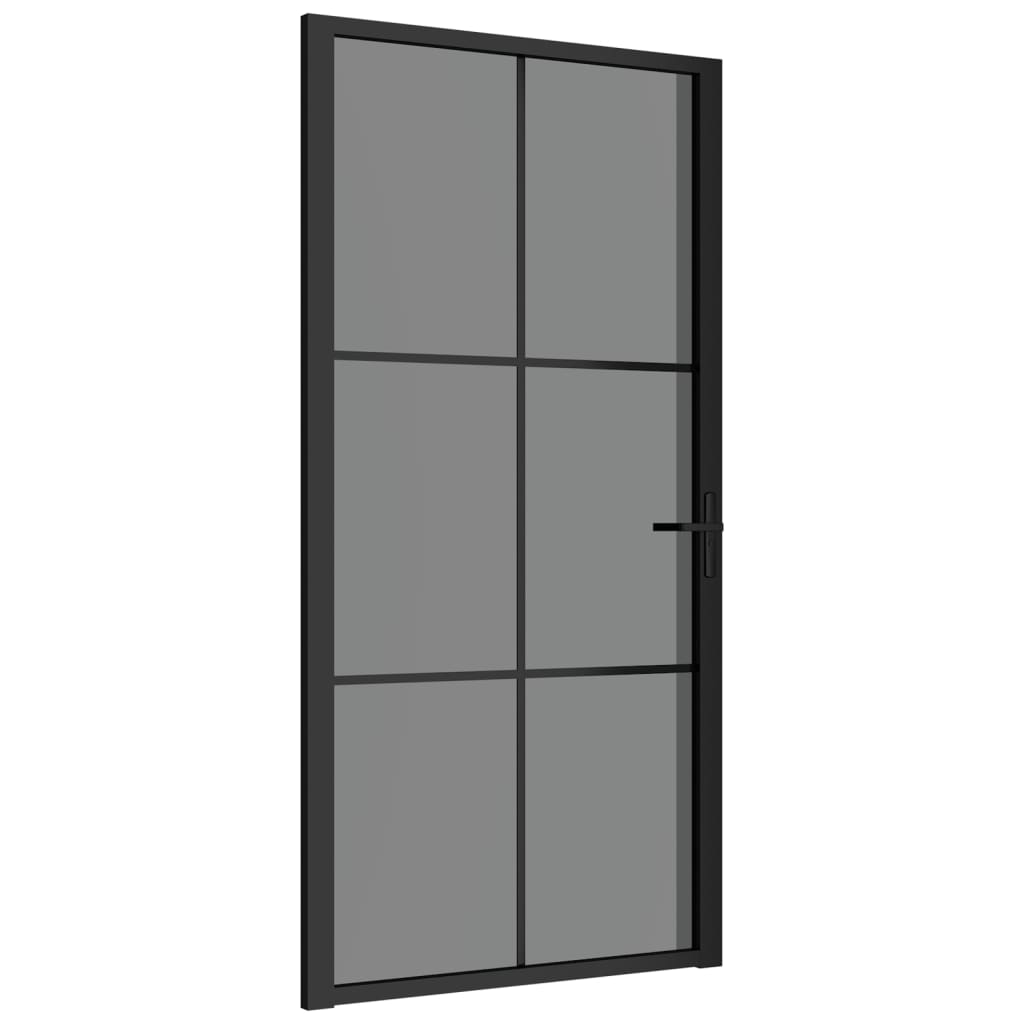 Interior door 102.5x201.5 cm black toughened glass and aluminum