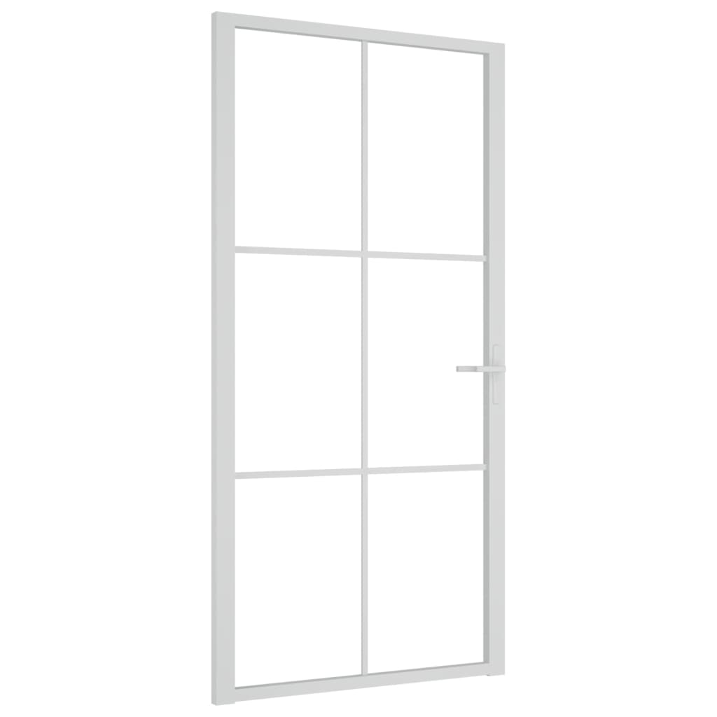 Interior door 102.5x201.5 cm white toughened glass and aluminum