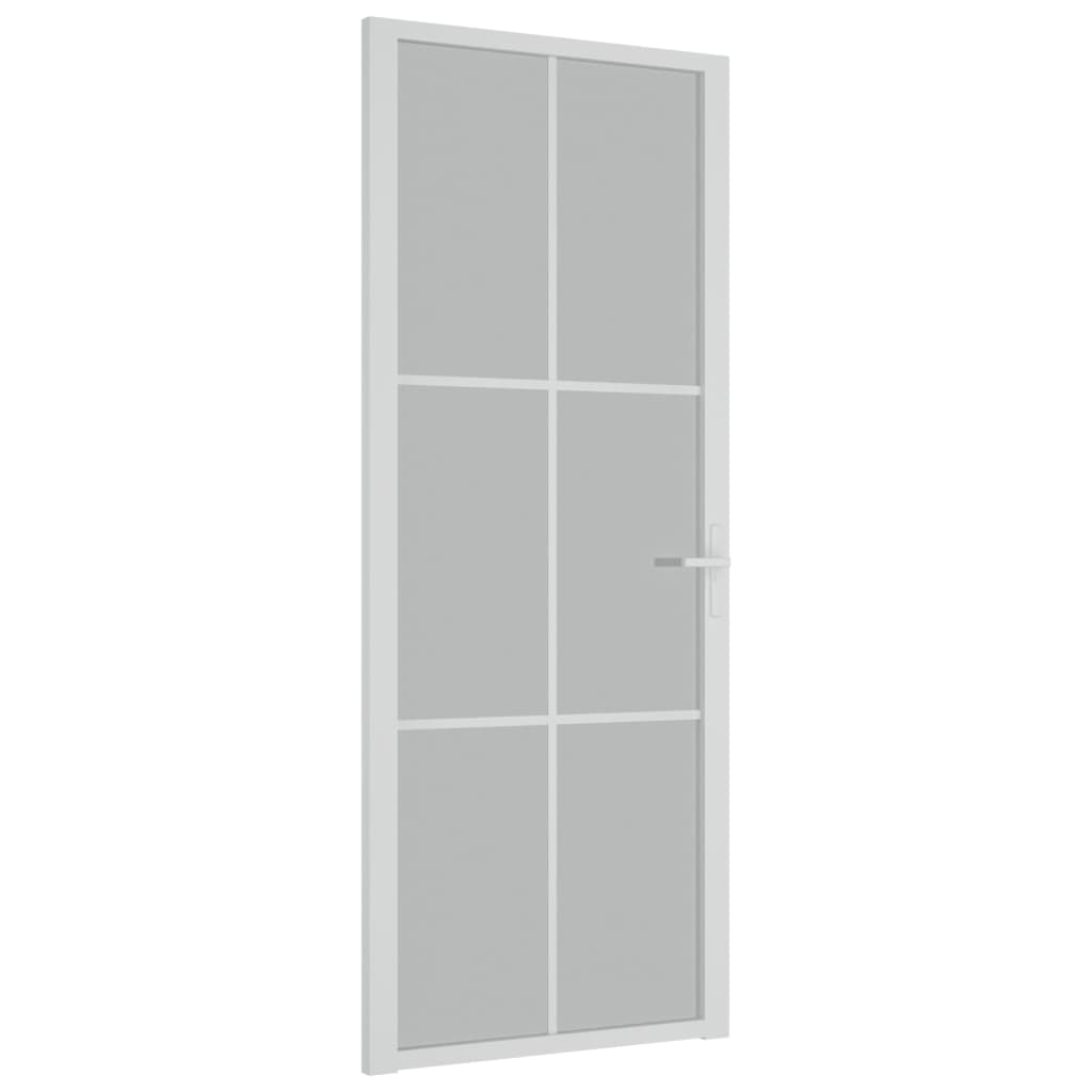 Interior door 83x201.5 cm white matt glass and aluminum