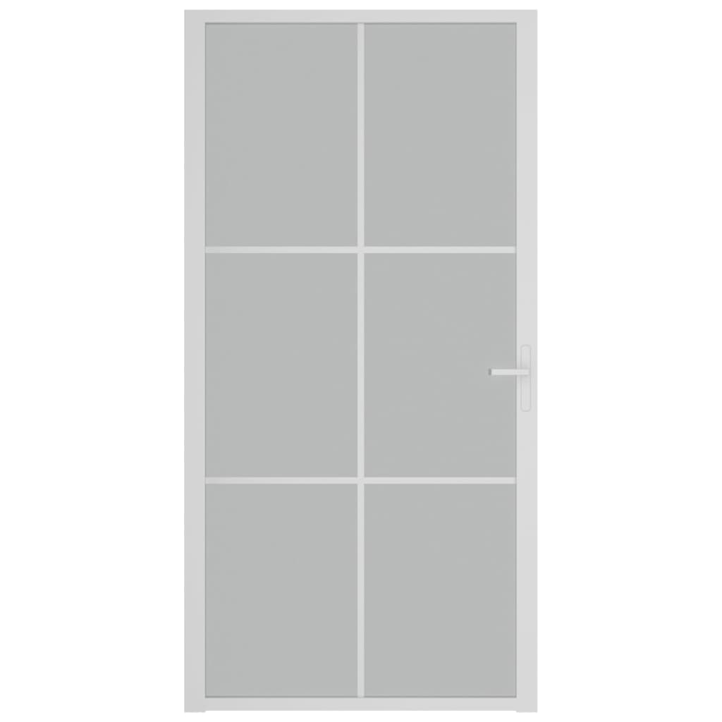 Interior door 102.5x201.5 cm white matt glass and aluminum