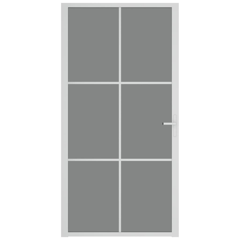Interior door 102.5x201.5 cm white toughened glass and aluminum