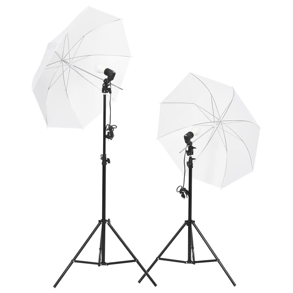 Photo studio set with lights, background and reflector