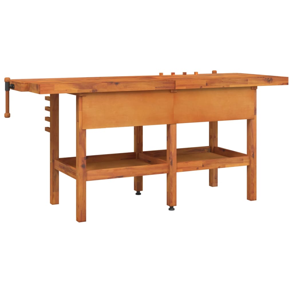 Workbench with drawers vices 192x62x83 cm acacia wood
