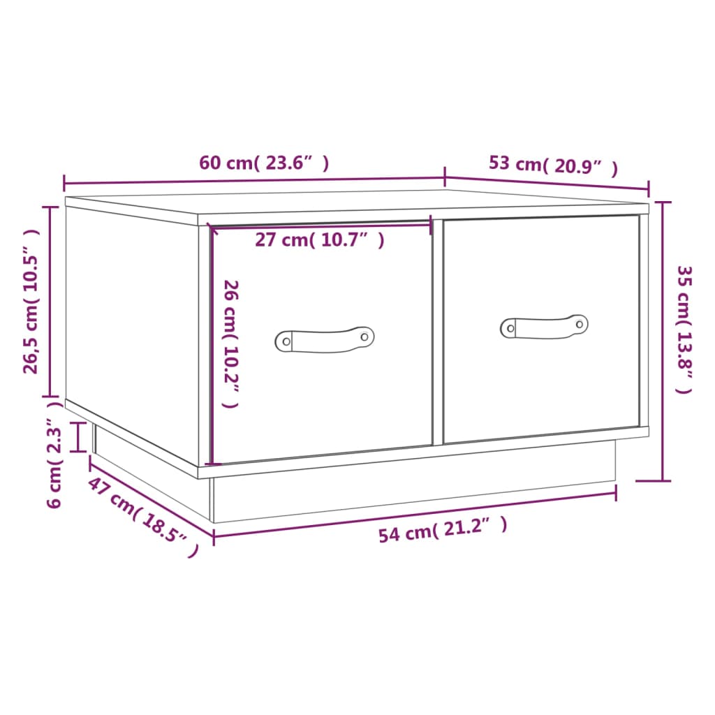 Couchtisch Grau 60x53x35 cm Massivholz Kiefer