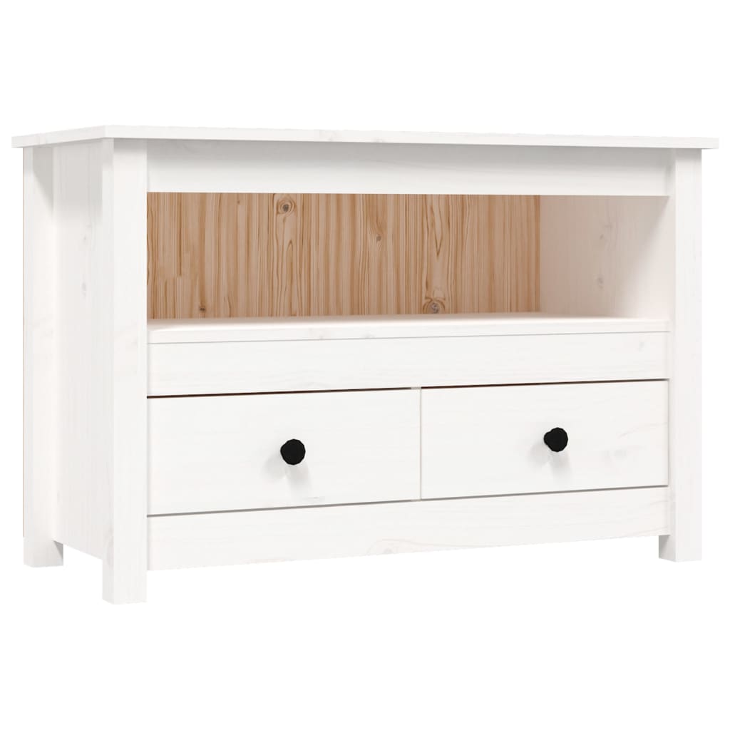 TV cabinet white 79x35x52 cm solid pine wood