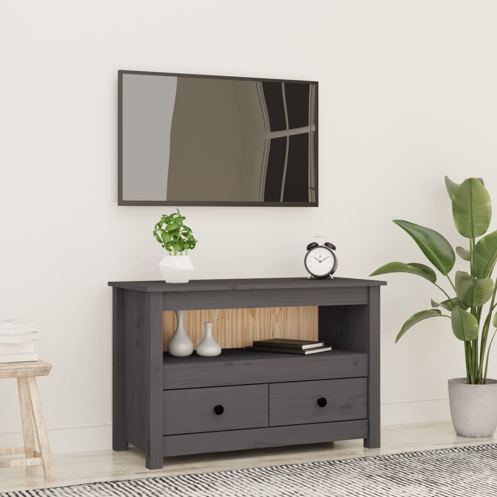 TV cabinet gray 79x35x52 cm solid pine wood