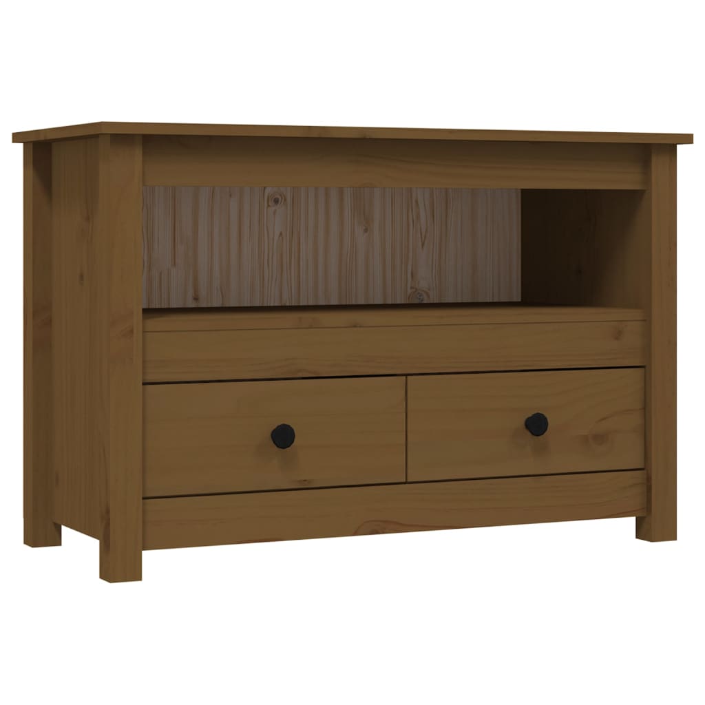 TV cabinet honey brown 79x35x52 cm solid pine wood