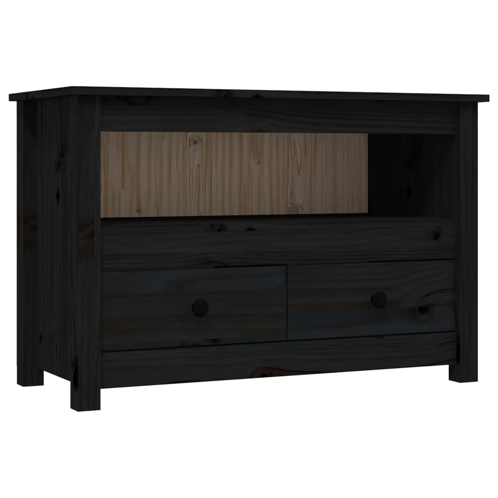TV cabinet black79x35x52 cm solid pine wood
