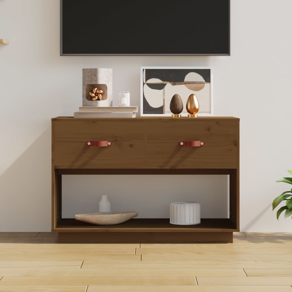 TV cabinet honey brown 90x40x60 cm solid pine wood