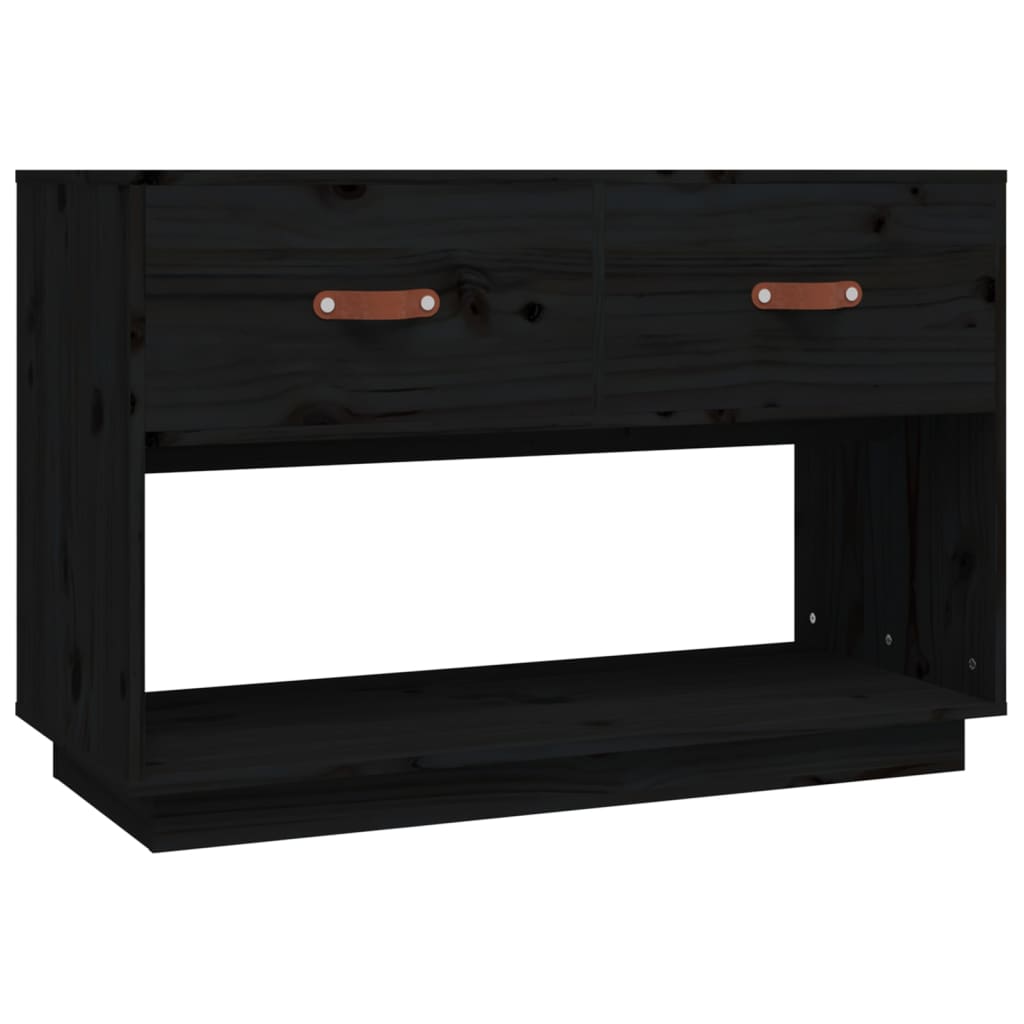 TV cabinet black 90x40x60 cm solid pine wood
