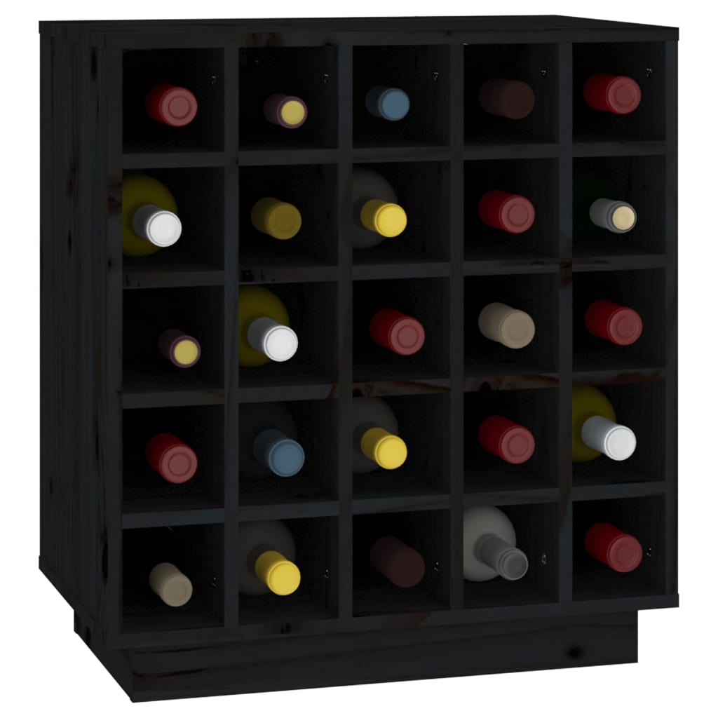 Wine rack black 55.5x34x61 cm solid pine wood