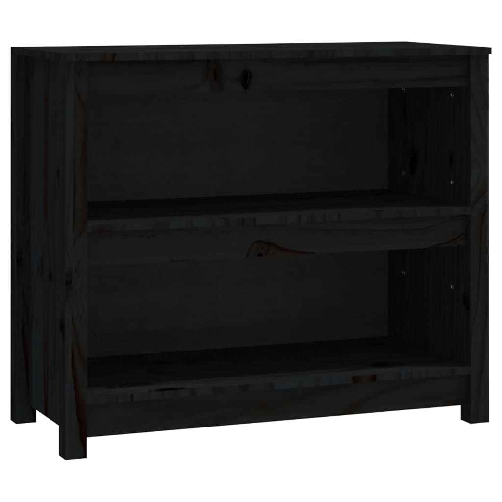 Bookcase Black 80x35x68 cm Solid Pine Wood