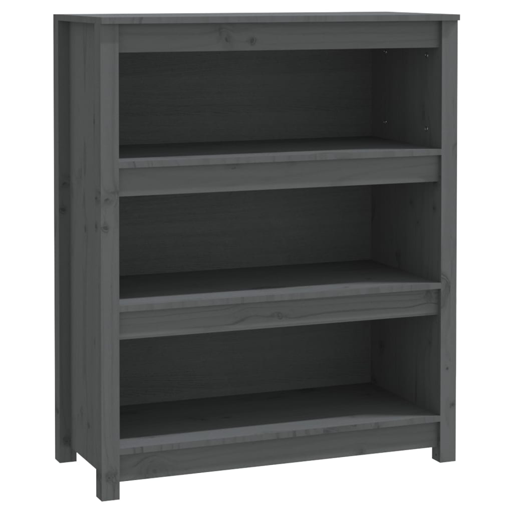 Bookcase Gray 80x35x97 cm Solid Pine Wood
