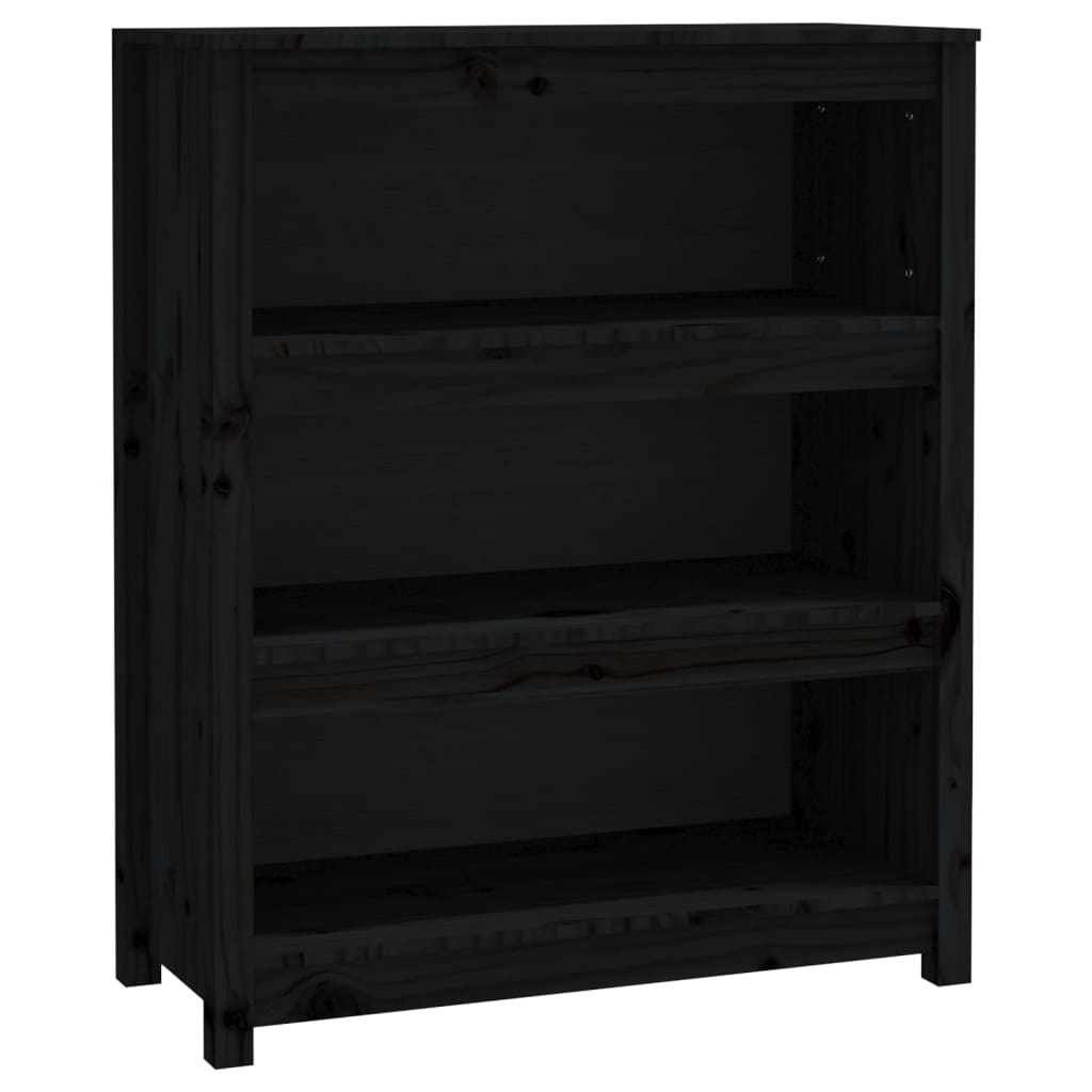 Bookcase Black 80x35x97 cm Solid Pine Wood