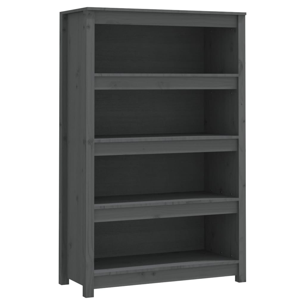 Bookcase gray 80x35x126 cm solid pine wood