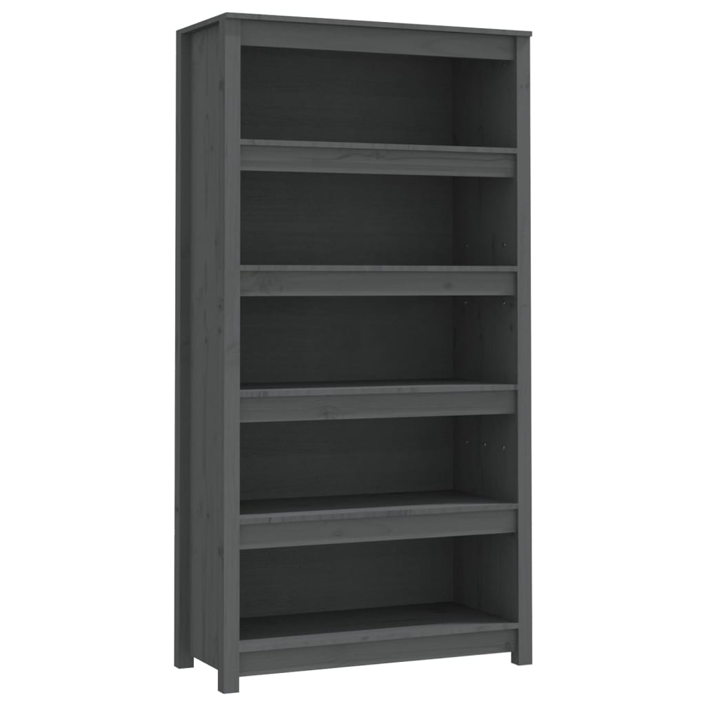 Bookcase gray 80x35x154 cm solid pine wood