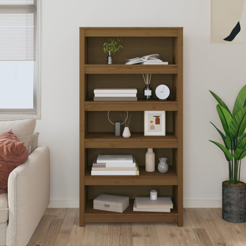 Bookcase honey brown 80x35x154 cm solid pine wood