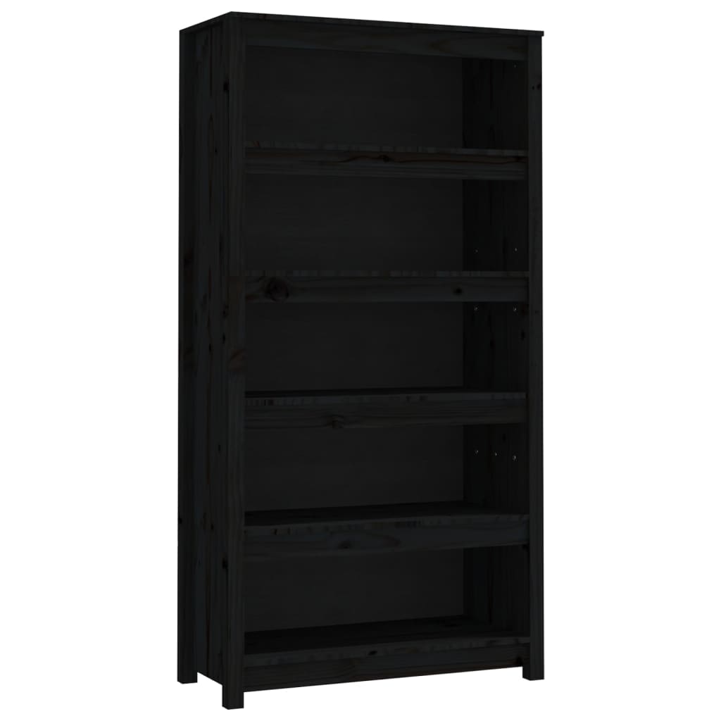 Bookcase Black 80x35x154 cm Solid Pine Wood