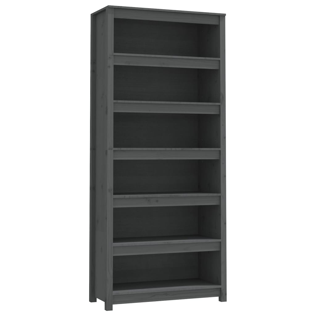 Bookcase Gray 80x35x183 cm Solid Pine Wood