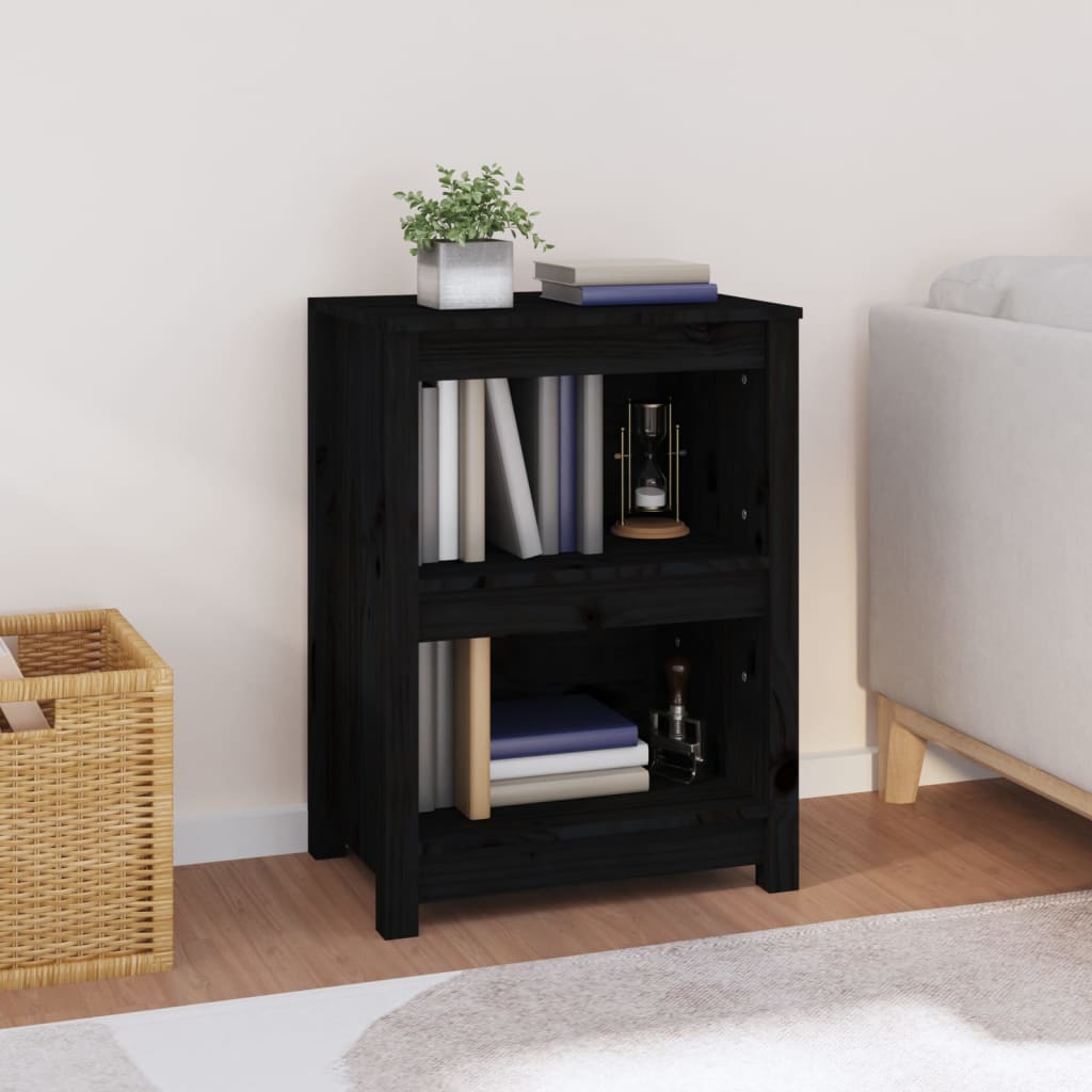 Bookcase Black 50x35x68 cm Solid Pine Wood