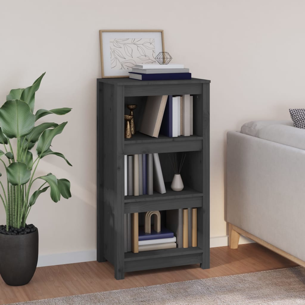 Bookcase gray 50x35x97 cm solid pine wood