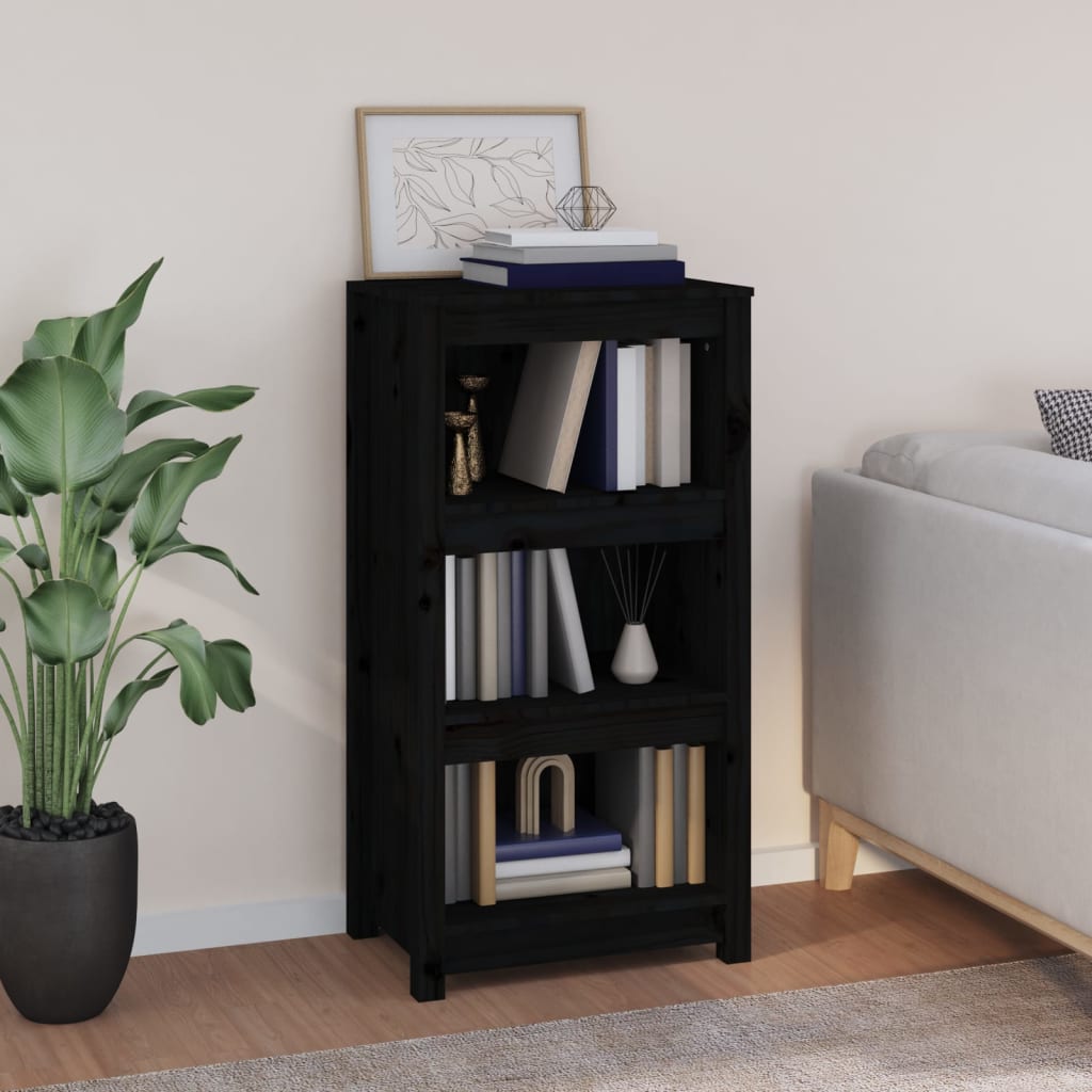 Bookcase Black 50x35x97 cm Solid Pine Wood