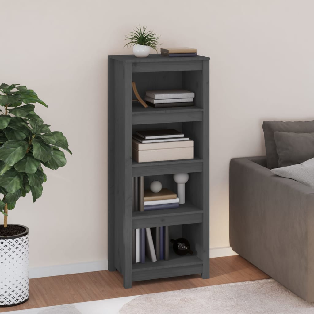 Bookcase gray 50x35x125.5 cm solid pine wood