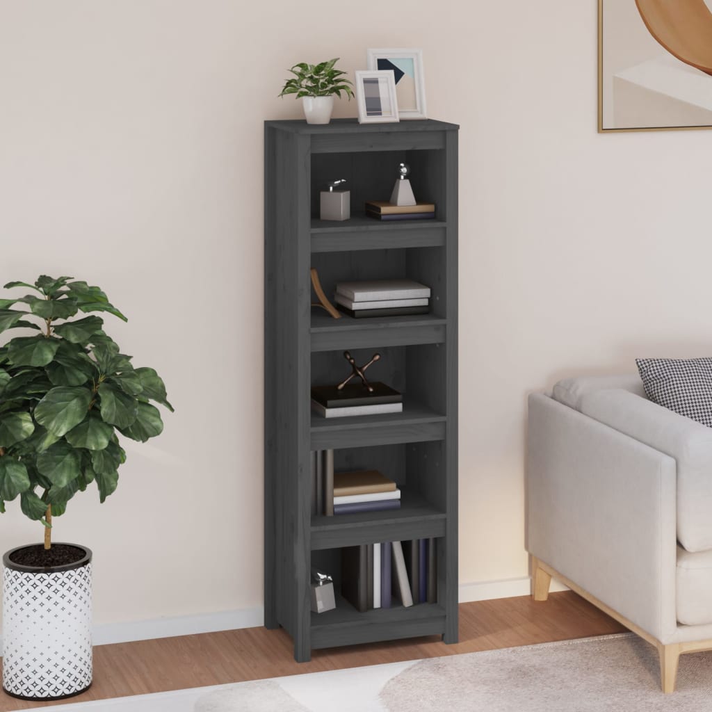 Bookcase gray 50x35x154 cm solid pine wood