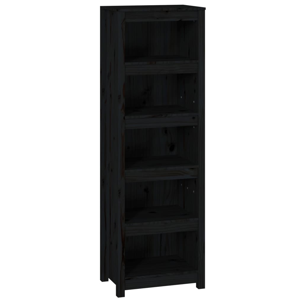 Bookcase Black 50x35x154 cm Solid Pine Wood