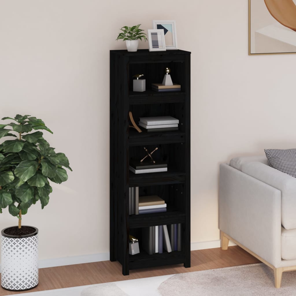 Bookcase Black 50x35x154 cm Solid Pine Wood