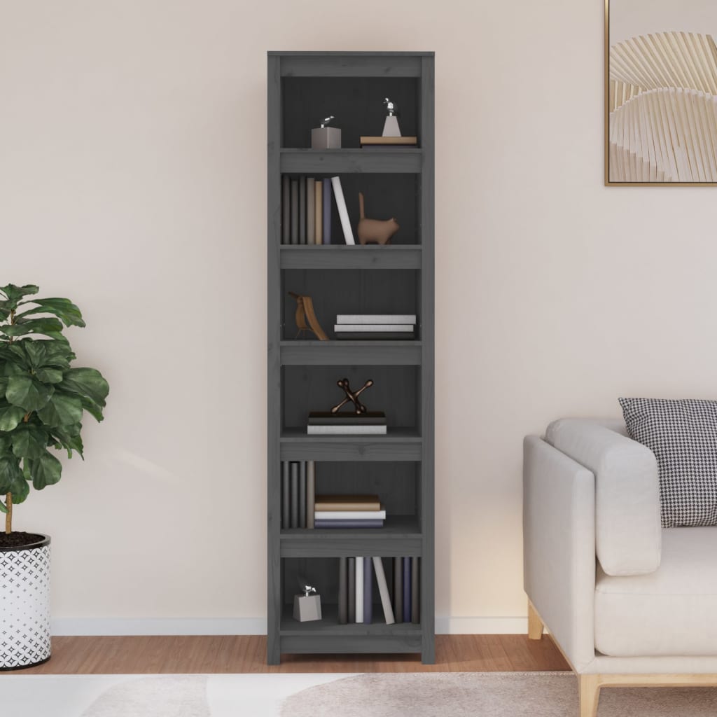 Bookcase Gray 50x35x183 cm Solid Pine Wood