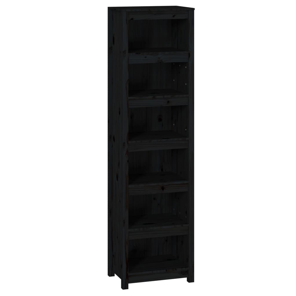 Bookcase Black 50x35x183 cm Solid Pine Wood
