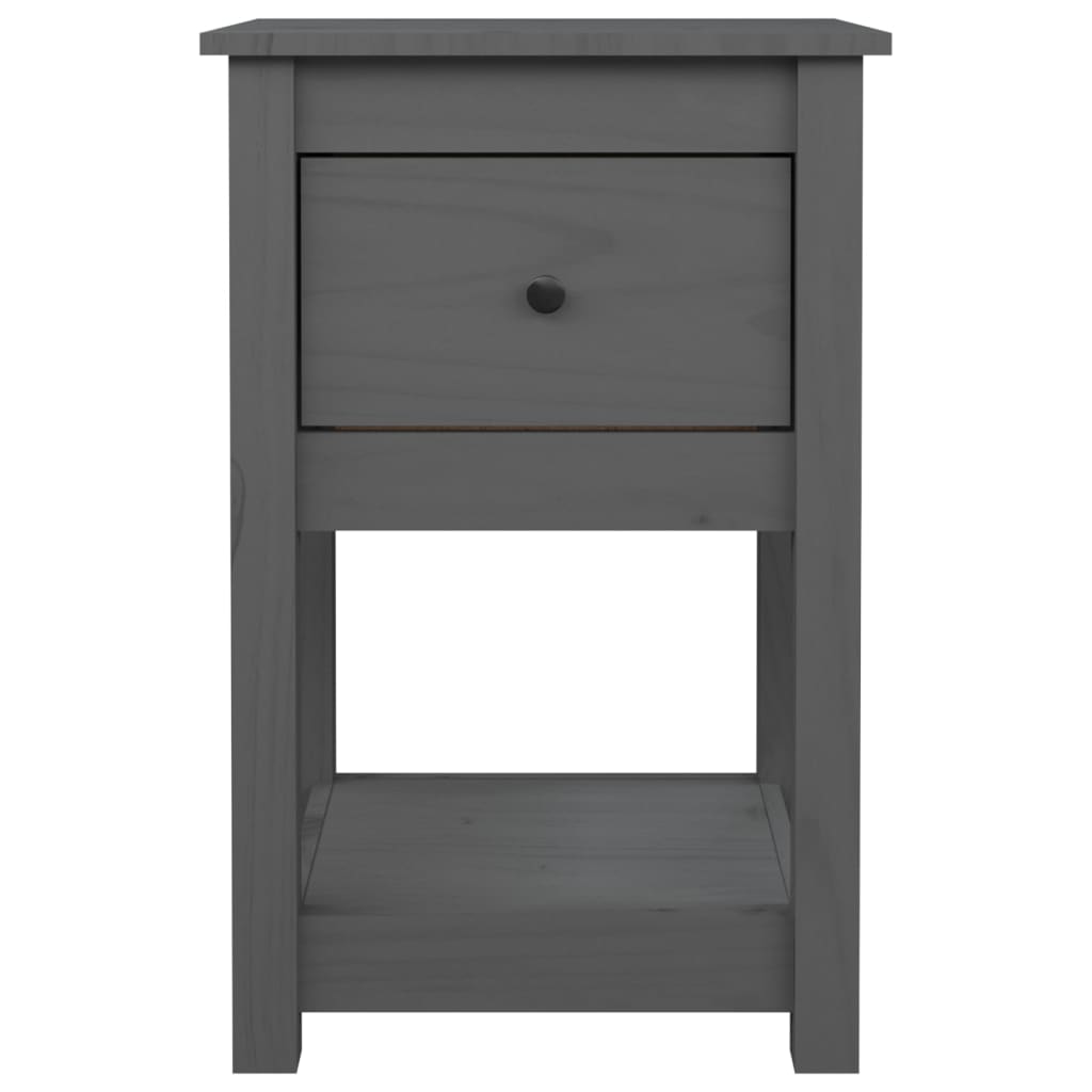 Bedside table gray 40x35x61.5 cm solid pine wood