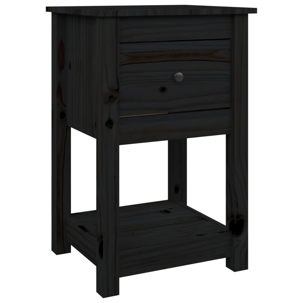 Bedside tables 2 pcs. Black 40x35x61.5 cm solid pine wood