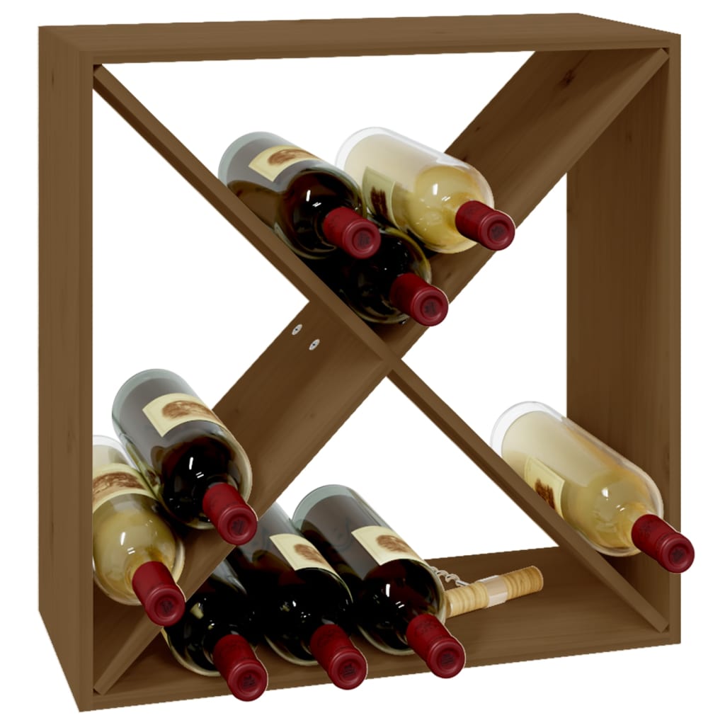 Wine rack honey brown 62x25x62 cm solid pine wood