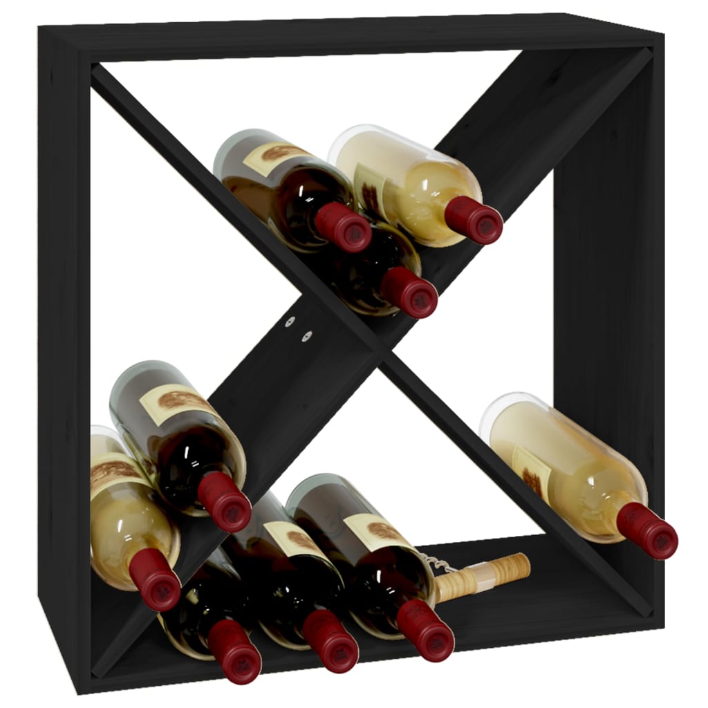 Wine rack black 62x25x62 cm solid pine wood
